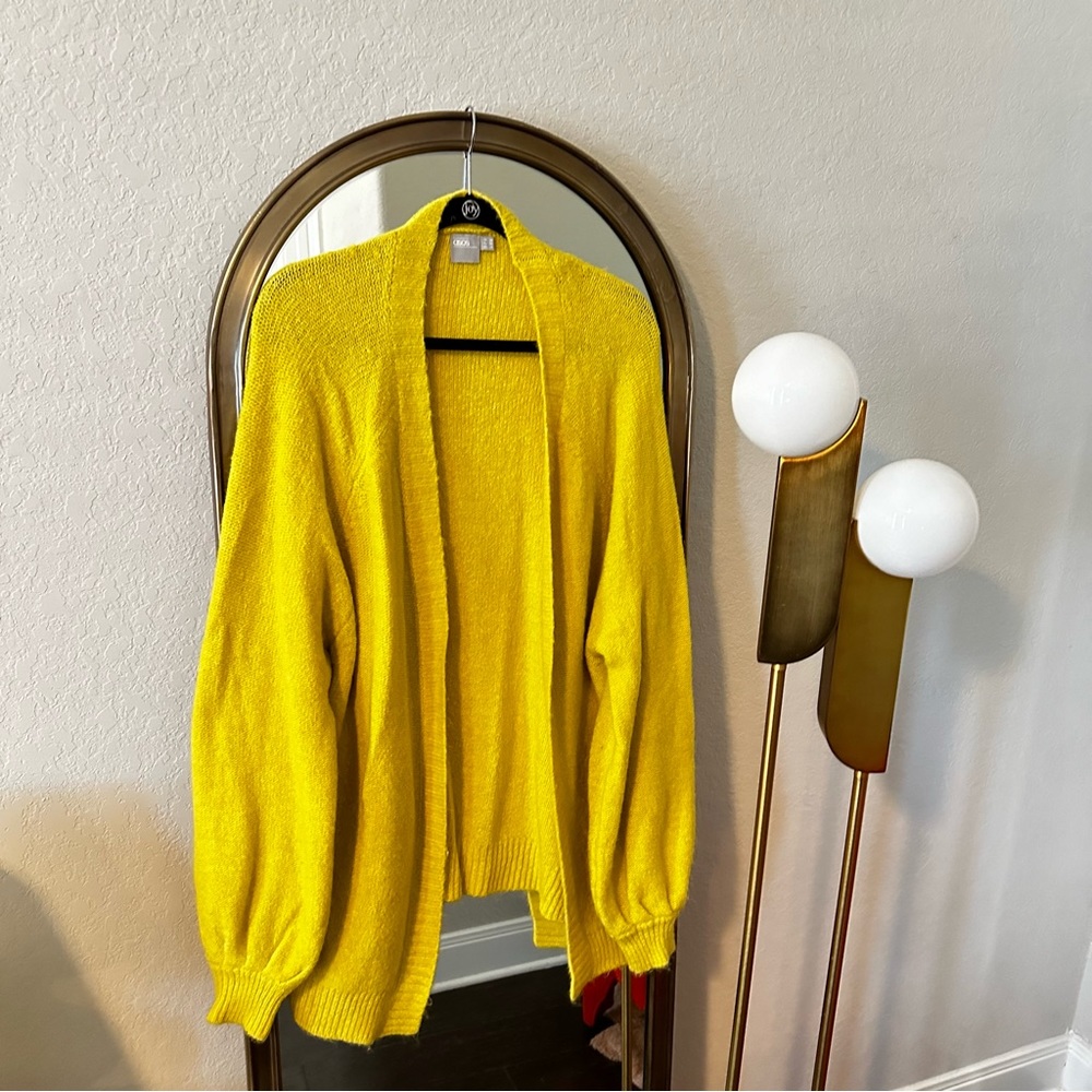 Asos Yellow Ballon Sleeve Cardigan